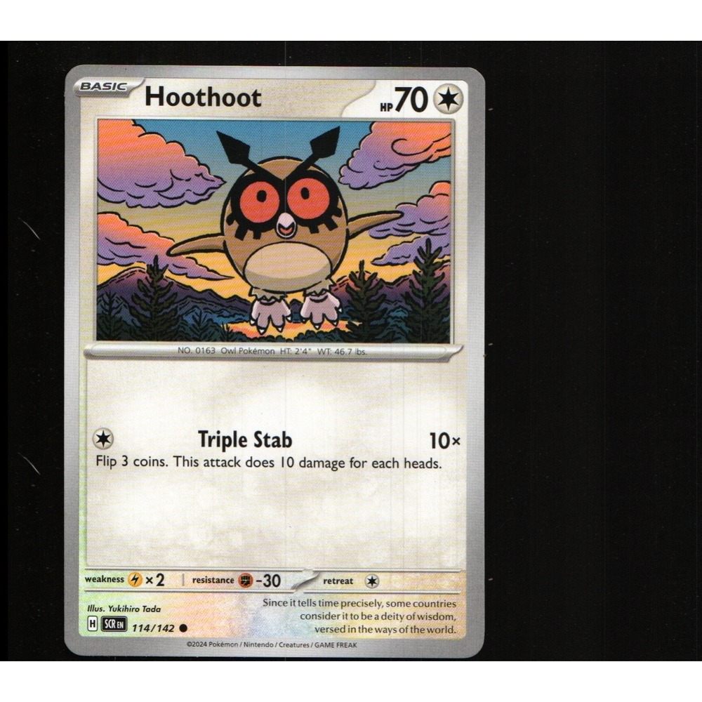 2024 Pokemon Stellar Crown Hoothoot #114/142 Common NM SCR EN